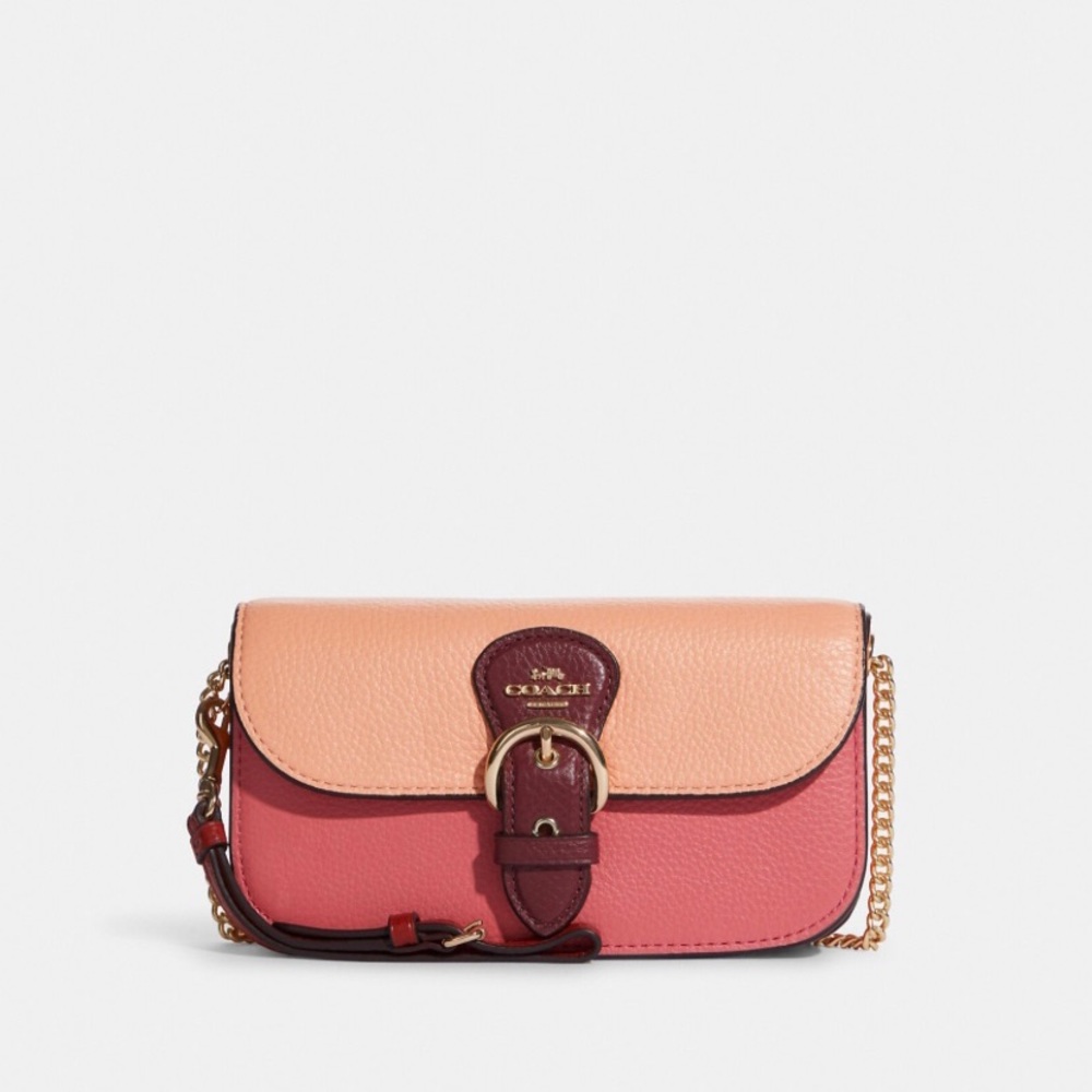NWT Coach Kleo Crossbody In Colorblock MSRP $298 Gold/Faded Blush Multi